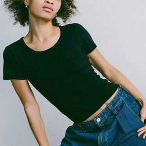 Ozma Baby Tee, Regen Silk Noil Jersey, Black